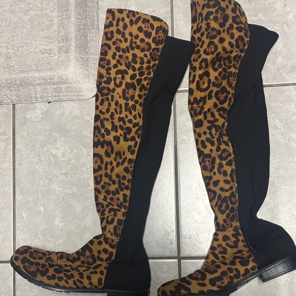 Leopard Print Over-the-Knee Boots